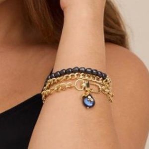 🆕 Pearl Charms and Gold Tone Link Bracelet Set NWT Torrid New!